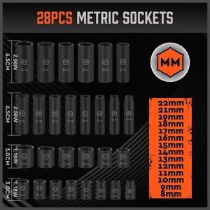 Juego de 50 Llaves de Impacto de 3/8\", Mango de Trinquete de Impacto, Tamaños SAE (5/16 a 3/4 Pulgadas) y Métricos (8-22 mm) para Mantenimiento de Vehículos - Product Image 5