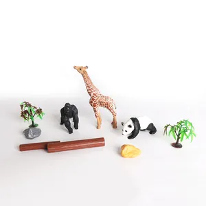 Pvc Dierentuin Animal Cijfers Plastic Wildlife Model Ornament Kids Bos Dieren Play Set Jungle Dier Speelgoed Met Scène Accessoires