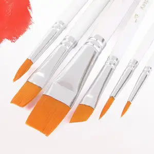 Keep Smiling Wholesale 6pcs Wooden Handle Oil Acrylic Painting Brushes For Artist Painting