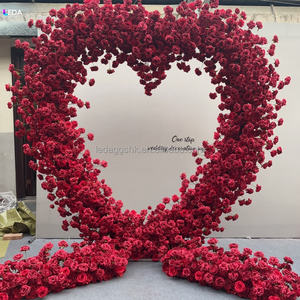 LEDA Custom 7ft Flower Arches Wedding <b>Decoration</b> Backdrop Artificial Red Heart Shaped Arch for Wedding <b>Party</b> Stage Decor - Product Image 1