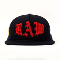Gorra Trucker Negra de 5 Paneles con Diseño Deportivo Plano, Malla de Algodón Bim, Logotipo Personalizado, Cierre a Presión, Bordado 3D, Nuevo Diseño 2026