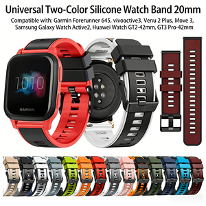 <span class=keywords><strong>Correa</strong></span> de Silicona de 20 mm a Precio de Fábrica para <span class=keywords><strong>Garmin</strong></span> Forerunner <span class=keywords><strong>645</strong></span>, <span class=keywords><strong>Correa</strong></span> de Repuesto Inteligente de Doble Color para Samsung Active 2 - Product Image 6