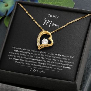 Para mi mamá, collar con colgante de corazón de cobre clásico UIONEN con tarjeta de texto personalizada, regalo del día de la madre de parte de hija/hijo - Product Image 5
