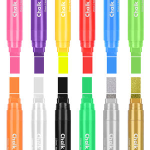 Marqueurs de fenêtre Jumbo de 15mm aux couleurs vives effaçables à l'eau, idéaux pour voiture, tableau noir, bistro en verre, avec 2 nuances métalliques - Product Image 5