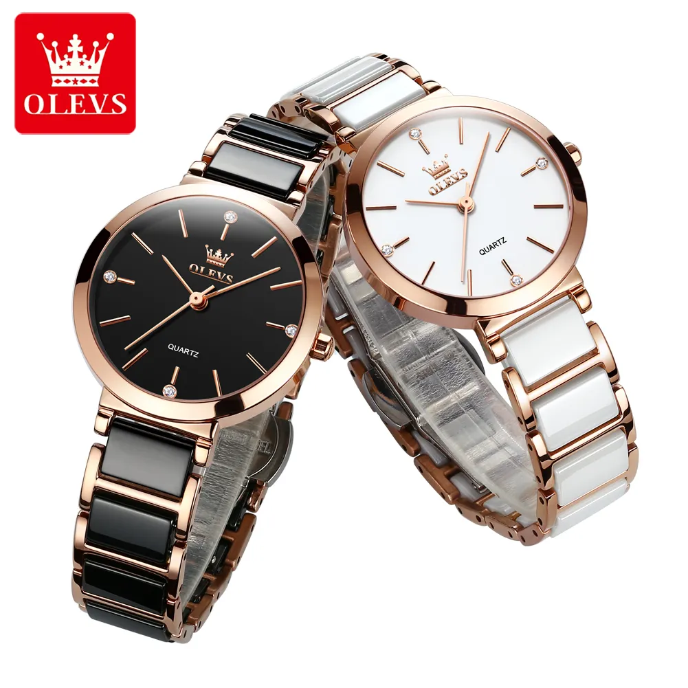 OLEVS 5877 Luxury Brand Women Quartz Waterproof Stainless Steel Watch OEM Supply Fashion Business Wrist Lady Analog Watch
