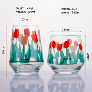 Elegante tazza di vetro stampata <span class=keywords><strong>a</strong></span> <span class=keywords><strong>tulipano</strong></span> per bere tè e succo - Product Image 6