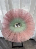 Rok Tutu Balet Ombre Merah Muda ke Hijau untuk Anak-anak, Tutu Pancake Profesional dari Tulle Keras untuk Anak Perempuan, Ideal untuk Latihan Tari, Reci