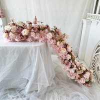Décoration de mariage personnalisée, centre de table en fleurs de soie, chemin de table en fleurs de soie rose de haute qualité pour arche