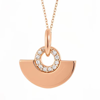 S925 collier de bijoux en argent pur plaqué or 14k18k Zircon géométrique en forme d'éventail Design à la mode collier femme pendentif