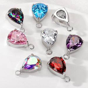 Fatingna kalung liontin zirkon hati bentuk air mata, Kalung dengan hiasan gantung baja tahan karat DIY untuk hadiah pesta pernikahan - Product Image 4