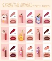 Rouge à lèvres liquide mat personnalisé multicolore neutre sans marque certifié végétalien halal, maquillage en gros avec boîte à charmes mignons