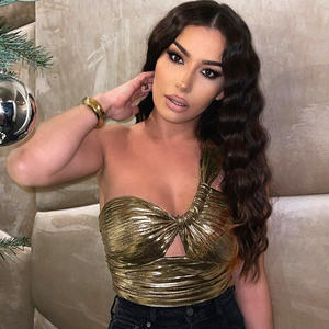 King Mcgreen Star nouveau Design femmes Sexy évider une épaule débardeur Y2k discothèque fête Camisle brillant mince gilet - Product Image 4