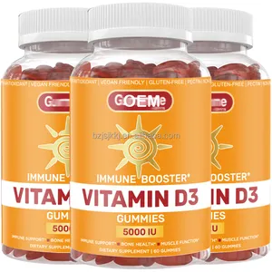 فيتامين D3 مكمل للقولبة مصنوع من البكتين القابل للمضغ فيتامين D 5000 IU للكبار نكهة البرتقال الطبيعية للعظام