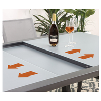 Ensemble de table et de chaises de salle à manger d'extérieur modernes en alliage d'aluminium extensible, pliable, empilable, imperméable et résistant aux UV