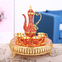 Vente en gros d'usine de cadeaux de luxe pour le ramadan ensemble de tasses à thé rouge avec plateau/ensemble zamzam