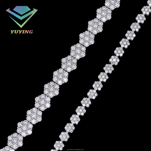 Bracelet fleur design mode, diamant moissanite VVS, plaqué or, argent sterling 925, passe le test du diamant, unisexe, expédition directe usine. - Product Image 4