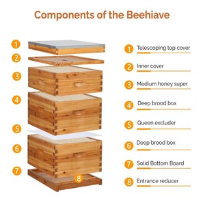 New Wax Dipped China Fir 10-<b>Frame</b> Wooden Bee Boxes Unassembled with 3 Months Warranty for Beekeeping Farms Langstroth Hive - Product Image 1