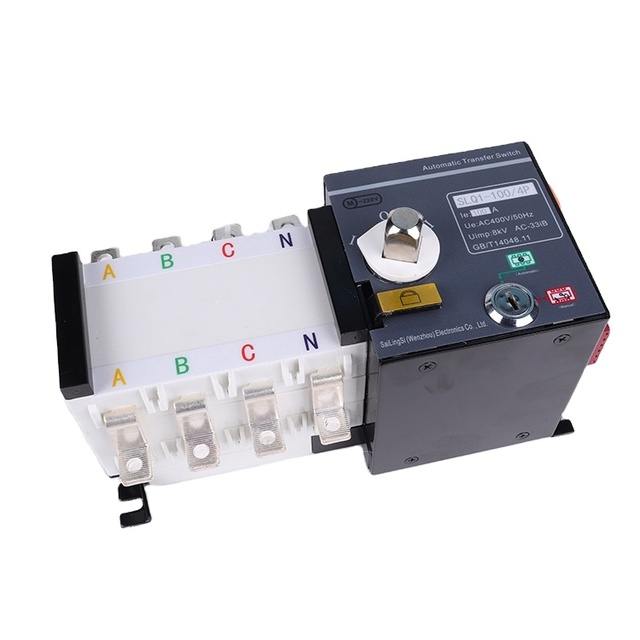 SLS Automatic Transfer Switch (ATS)-Dual Power 100 Amp 4P Three Phase PCB PC AC400V 50/60Hz Fire Fighting 2-Year Warranty CE