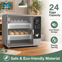 Incubadora de 24 Huevos Totalmente Automática con Control Digital, Volteo Automático, Doble Fuente de Alimentación de Respaldo, Plástico ABS + Cubierta de PC para Aves de Corral, Granjas y Uso Doméstico