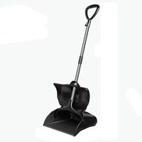 Ensemble balai et pelle à poussière noirs coupe-vent Deepen pour le nettoyage domestique en plastique