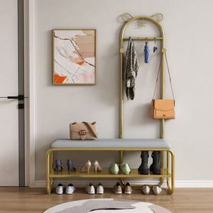 Banc à chaussures de style nordique avec porte-manteau intégré et rangement multifonctionnel pour la maison - Product Image 2