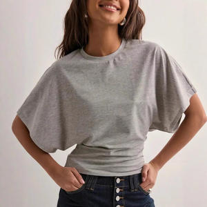 디자인의 한국어 풀오버 반소매 티셔츠 여성용 여름 새로운 심플 모든 매치 단색 루즈탑 - Product Image 4