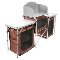 Mesa para acampar al aire libre, mesa plegable multifunción de aluminio para picnic, armario para parabrisas, jardín, cocina, mesa de cocina para eventos