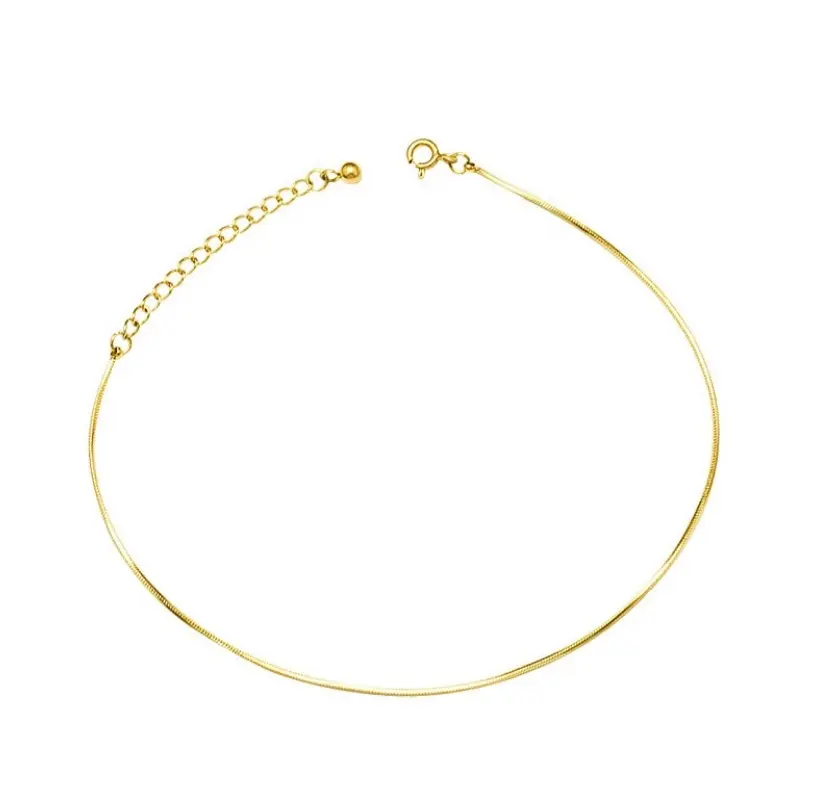 Minimalist Stainless Steel Waterproof Silver 18k Gold Rose Gold Dainty Round Snake Chain Anklet