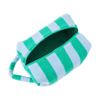 Sac à cosmétiques en coton rayé personnalisé en usine, trousse de toilette zippée pour maquillage et soins de la peau, pochette en tissu éponge pour maquillage