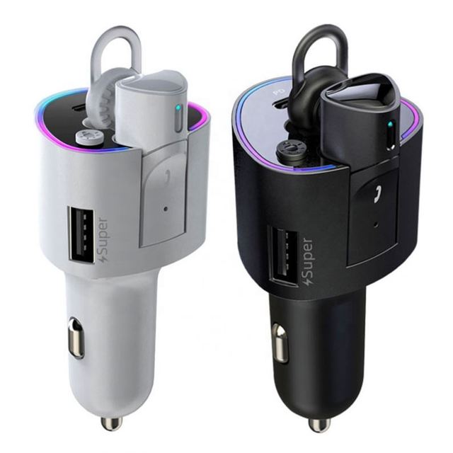 Wireless Headset Music Earphone Colorful Light QC3.0 Type C PD 36W USB C Fast Charging Handsfree Car Kit