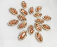 SINRONG 7*15mm en forme d'oeil de cheval multicolore Double couche Floral diamant verre pierre or semelle pour vêtements chaussures et sacs