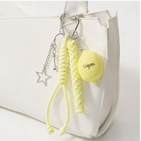 Porte-clés pendentif clochette en cordon tressé avec breloque citron étoile jaune pour femme, décoration de sac à main