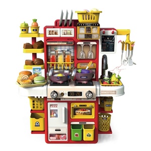 BEBEK Çocuk Mutfak Gereçleri Oyuncak Kırmızı Yemek Masası Işıklı ve Su Çıkışlı Çok Fonksiyonlu 37CM Yemek Masası Oyuncak - Product Image 1