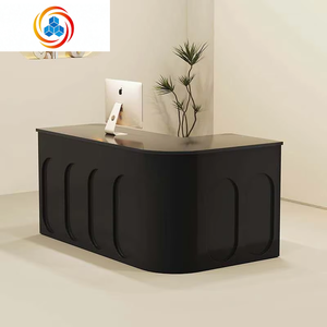 Modern L-Shape <b>Reception</b> <b>Desk</b> Integrated Storage Eco-Friendly Board Construction Built-In Glass Display Cabinet Supermarket - Product Image 5