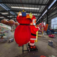 Lanterne d'extérieur chinoise 2024, éclairage de Noël, Nouvel An, motif Père Noël, lumières de festival, décoration de lanterne, dessin animé