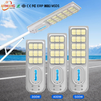 Lampu Jalan Tenaga Surya untuk Area Parkir Luar Ruangan 500w, Lampu Jalan Tenaga Surya All in One Tahan Air dengan Sensor Gerak, Menyala dari Senja hingga Fajar