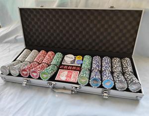 500pcs Sticker <strong>Poker</strong> <strong>Chip</strong> <strong>Set</strong> in Silver Aluminium case - Product Image 4