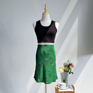 French Vintage Ballet Girl Style Sand Washed Silk Bias-Cut Short A-Line Natural Waist Summer <b>Skirt</b> for Women - Product Image 5