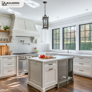 Buildgres moderna cucina bianca armadi <span class=keywords><strong>con</strong></span> lavello in oro maniglie in legno <span class=keywords><strong>cappa</strong></span> porte in vetro gamma isola professionale servizio personalizzato - Product Image 2