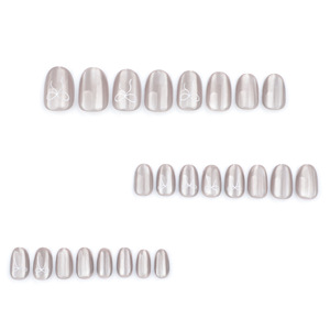 <span class=keywords><strong>Uñas</strong></span> Postizas Cuadradas Francesas de PMMA, Color <span class=keywords><strong>Rosa</strong></span> Nude Transparente con Diseño de Lazo, Logotipo Personalizable (Brillante/<span class=keywords><strong>Mate</strong></span>/Varnizado con Estampado Dorado), CE MSDS - Product Image 2
