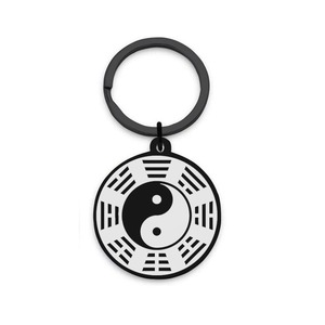 Collier pendentif vintage Taoïste Yin Yang Bagua Tai Chi en acier inoxydable, porte-bonheur, avec chaîne pour homme - Product Image 3