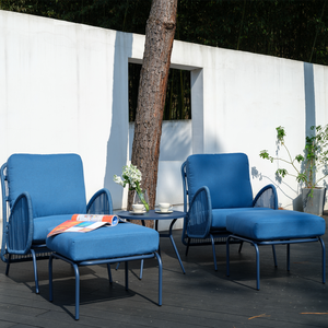 Superventas moderno marco de aluminio azul Patio jardín cinco piezas <span class=keywords><strong>Bristo</strong></span> conjunto combinación cuerda salón silla sofá muebles de exterior - Product Image 1