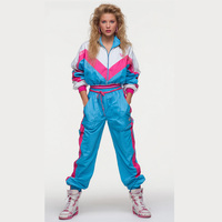Ensemble de survêtement coupe-vent unisexe style années 80 en polyester, color block, vintage, pour scène de danse, costume de Mardi Gras - Costume de l'Est