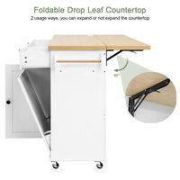 Meuble de cuisine en bois, organisateur mobile avec deux grands tiroirs de rangement, îlot de cuisine roulant avec étagère à épices, imperméable et écologique