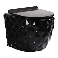 Ensemble de toilettes murales au design moderne de luxe, cuvette flottante en céramique noire, WC pour salle de bain d'hôtel