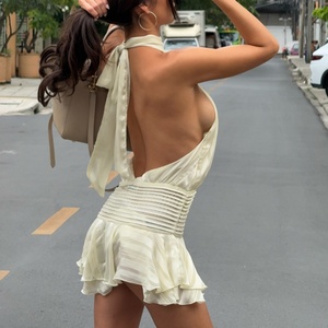 Nuevo Vestido Mini Halter de Verano para Mujer, Elegante, Sexy, con Espalda Descubierta y Plisado, Vestidos Casuales - Product Image 2