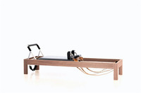 Reformer de Pilates Clásico de Madera Comercial, Gimnasio en Casa Clásico, Reformer de Pilates Comercial de Aluminio con Acabado de Madera