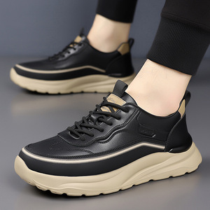 Zapatillas Deportivas Negras de Malla con Cordones, Punta Acolchada, Suela de Goma, Entresuela de EVA, Forro de Malla, para Todas las Estaciones, con Aumento de Altura - Product Image 2