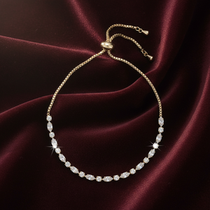 2026 New Arrival Eco-friendly Square and Elongated Zircon Brass Chain Gold <strong>Bracelet</strong> with Adjustable <strong>Drawstring</strong> for Woman Jewelry - Product Image 1