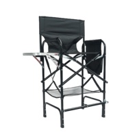 Chaise de réalisateur à siège haut populaire Hitree chaise de directeur de maquillage pliante personnalisée avec table d'appoint et sac de magazines